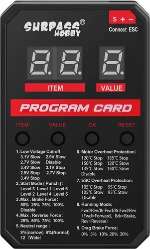 Vista 8 de Surpass Hobby ESC Tarjeta de programación RC Car Controlador electrónico de velocidad LED Tarjeta de programa solo compatible con Supass Hobby Negro
