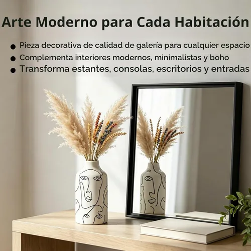 Vista 6 de Kimdio - Jarrón de cerámica para decoración del hogar, jarrón de flores con diseño irregular abstracto, jarrones decorativos minimalistas