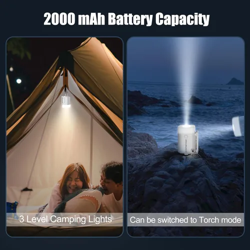 Vista 4 de THE WEEKEND Bomba de aire portátil para acampar y viajar: infla y desinfla rápidamente con linterna LED integrada, perfecta para colchones de aire