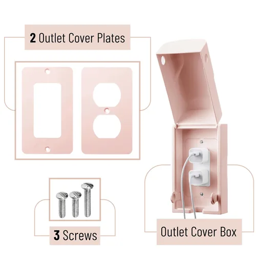 Vista 3 de Bates - Caja de seguridad para bebés, rosa, cubiertas de salida a prueba de bebés, Cubiertas de enchufe a prueba de bebés, Cubierta de enchufe