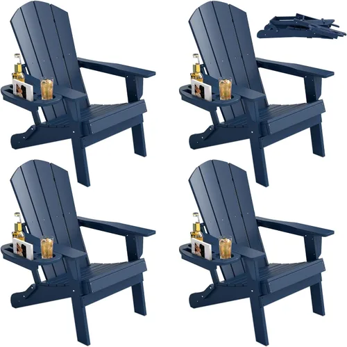 Vista 56 de FOOWIN Silla Adirondack plegable, sillas Adirondack de polietileno de alta densidad con soporte para tazas, sillas de plástico resistentes a