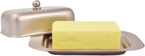 Vista 5 de Zoie + Chloe Mantequillera de acero inoxidable con tapa fácil de sostener