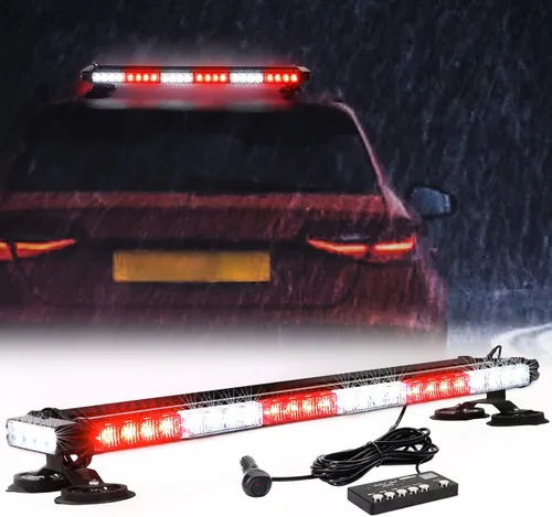 Vista 14 de WINECO - Barra de luces estroboscópicas LED ámbar de 29.5" para techo, doble cara intermitente, luz de emergencia, señal de peligro, advertencia