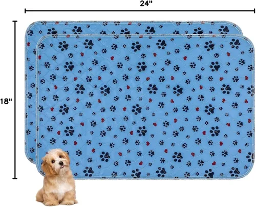 Vista 8 de Almohadillas Lavables para Orina de Perros, Paquete de 2 Grandes de 18"x24" Súper Absorbentes Almohadillas Reutilizables para Cachorros