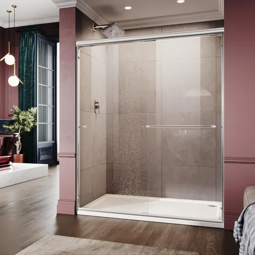 Vista 18 de ELEGANT Puerta de ducha de 48" de ancho x 72" de alto, puertas de ducha correderas bypass semi sin marco, vidrio transparente de 1/4", acabado negro