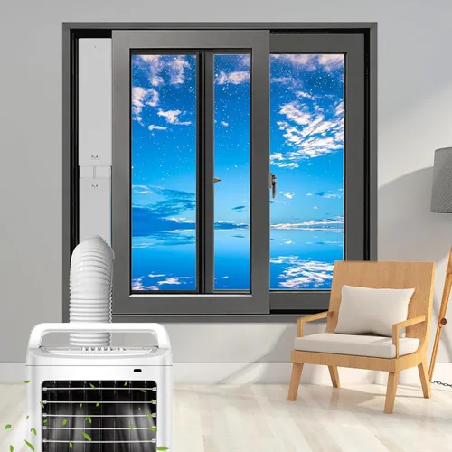 Vista 6 de Kit de ventilación de ventana de CA portátil con manguera de 59 pulgadas, sello de ventana de CA de 5.9 pulgadas, ajustable para ventanas correderas