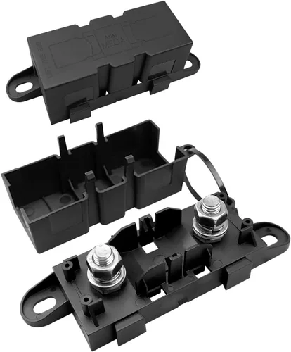Paquete de portafusibles apto para ANM Bolt-on MEGA para coches, camiones, caravanas, 500 A, 32 V, negro, 2 portafusibles con cubierta
