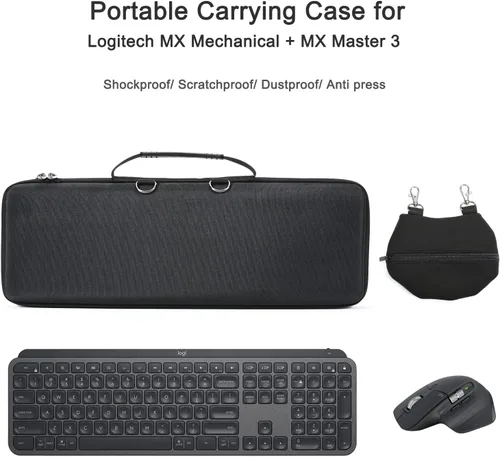 Vista 3 de RAIACE Estuche de almacenamiento duro compatible con Logitech MX Keys S/MX Keys Teclado inalámbrico iluminado avanzado.