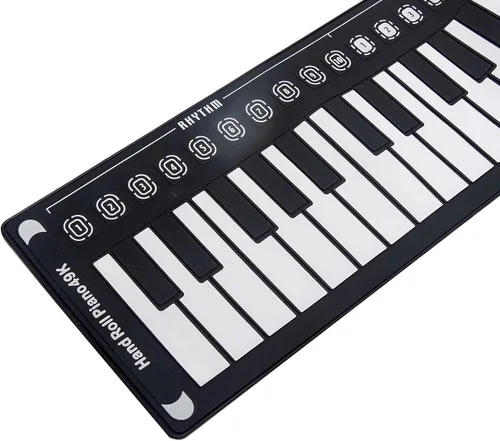 Vista 5 de Piano enrollable, teclado eléctrico de 49 teclas, piano de teclado portátil, piano de teclado para principiantes (negro)