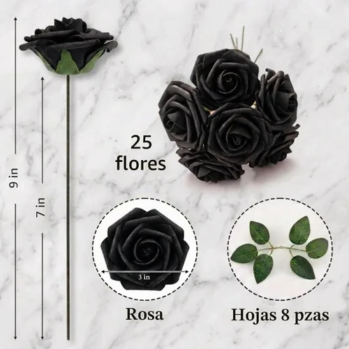 Vista 5 de Aegero Flores artificiales, 25 rosas falsas de espuma con tallos para ramos de boda, centros de mesa de despedida de soltera, arreglos, mesas