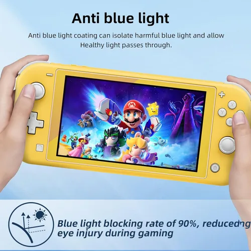 Vista 3 de Paquete de 2 protectores de pantalla con bloqueo de luz azul para Switch Lite modelo 2019 [5.5 pulgadas], antirreflejos, antiarañazos, antihuellas