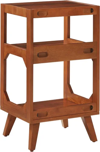 Vista 9 de Crosley Furniture Asheville Mid-Century Modern Media Console - Soporte para tocadiscos, almacenamiento para discos de vinilo, nogal