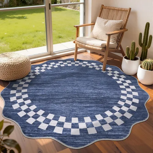 Vista 63 de GarveeHome Alfombra lavable de 5 x 7 pies para sala de estar, alfombra Beige festoneado