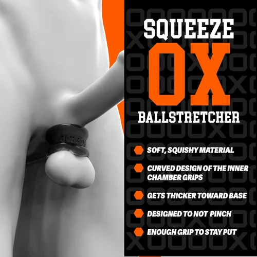 Vista 4 de OXBALLS Estirador de bolas para apretar, anillo grueso y flexible de Blubbery que convierte tus nueces en perchas bajas y pesadas, saco de goteo