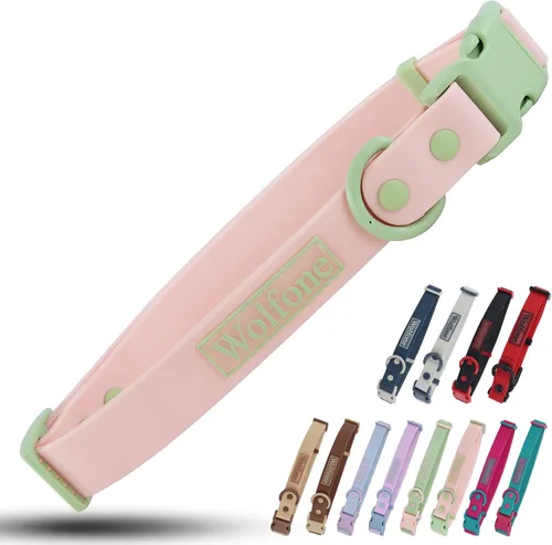 Vista 15 de Wolfone - Collar impermeable para perros con hebilla de liberación rápida, collar ajustable lindo para perros, cómodo, resistente, duradero, a