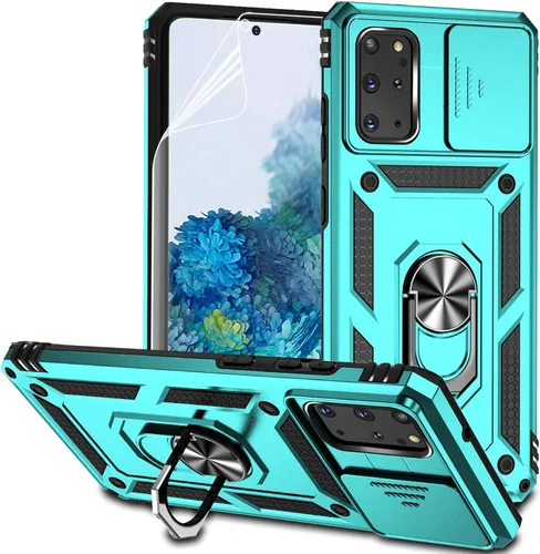 Vista 10 de Funda para Samsung Galaxy S20 Plus con cubierta para lente de cámara, protector de pantalla HD, resistente a caídas de grado militar, soporte