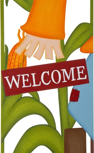 Vista 6 de glitzhome - Letrero de espantapájaros rústico, decoración de patio, pórtico y pared, otoño, cosecha y Día de Acción de gracias, con estacas