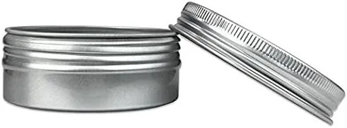Vista 4 de Paquete de 24 latas redondas de aluminio con tapa de rosca (2 onzas2.0 fl oz), recipientes de almacenamiento de lata de metal con tapa de rosca