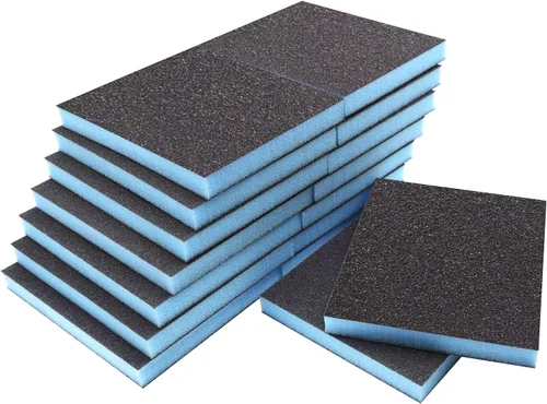 Vista 9 de 4 esponjas de lijado de grano 100, bloques de lijado medianos lavables y reutilizables, esponja de papel de lija seco húmedo para madera, metal
