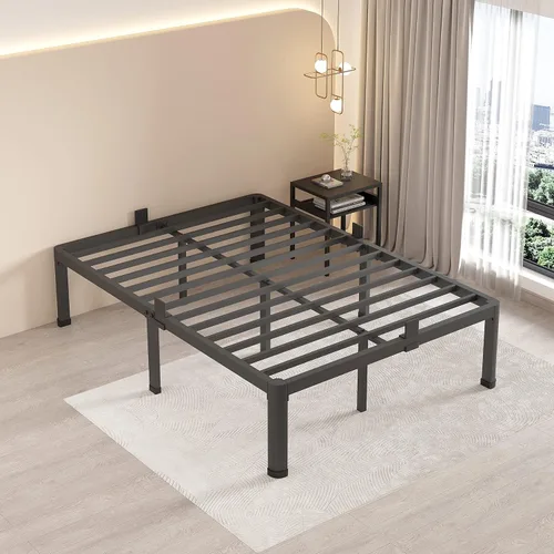 Vista 8 de MAF 12 Inch Full Size Metal Platform Bed Frame with Round Corner Legs, Mattress Slide Stopper, 3000 LBS Heavy Duty Steel Slats Support, No Box