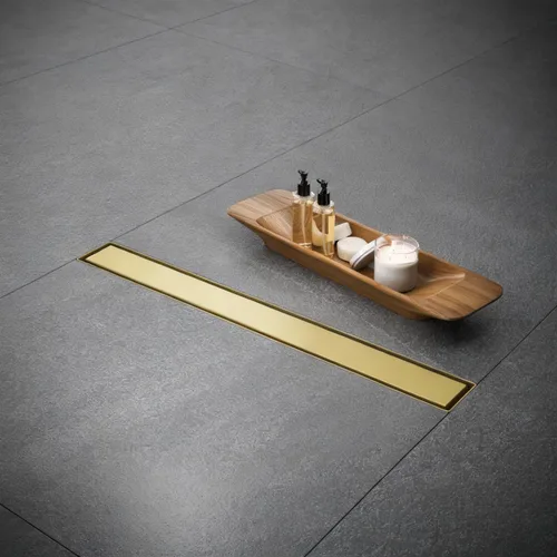 AVSIILE Desagüe Lineal para Piso de Ducha, Oro Cepillado 12 Pulgadas Acero Inoxidable 304 Kit de Desagües de Baño, Desagüe de Zanja Rectangular para