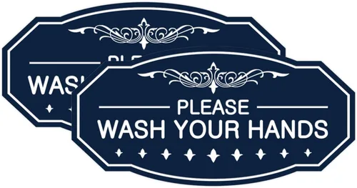 Vista 42 de Signs ByLITA Letrero Victoriano Please Wash Your Hands (Negro) - Pequeño