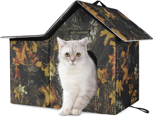 Vista 9 de Rest-Eazzzy Casa para Gatos de Exterior, Casa para Gatos Ferales Aislada con Alfombrilla y Clip, Resistente a la Intemperie y Aislada, Camas