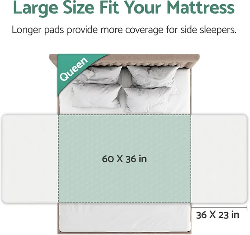 Vista 7 de CoolShields Almohadillas de cama impermeables, 60 x 36 pulgadas, lavables y reutilizables, protector de colchón para incontinencia