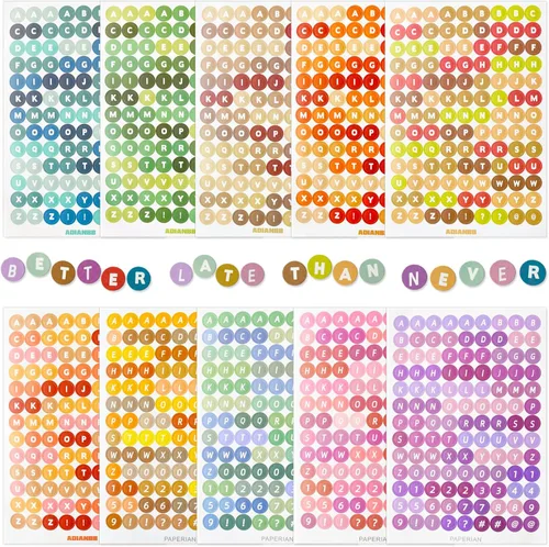 Calcomanías de letras del alfabeto coloridas, 10 hojas, autoadhesivas, papel, para álbumes de recortes, decoración de manualidades