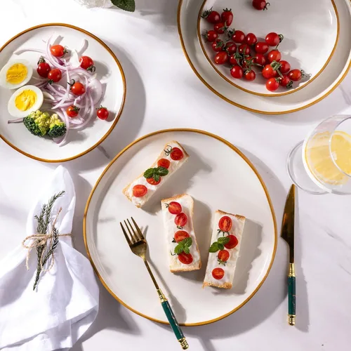 Vista 4 de AmorArc Juego de vajilla de cerámica, juego de platos y cuencos de gres con esmalte reactivo hecho a mano, altamente resistente a las astillas