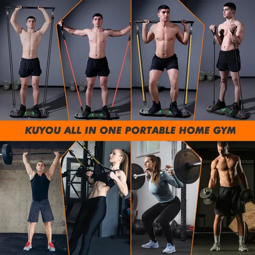 Vista 2 de Portable Home Gym Workout Equipment, Push Up Board, Pilates Bar & Fitness Accessories with Resistance Bands for Upper Body Strength Training Full
