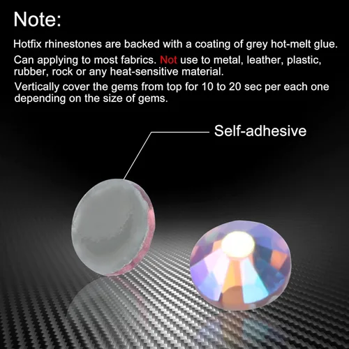 Vista 107 de Hot Fix - Diamantes de imitación de cristal con parte trasera plana, gemas de diamantes de 0.089 pulgadas (6ss 2880 piezas, Jet AB)