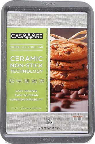 Vista 7 de CasaWare Sartén antiadherente con revestimiento de cerámica, 11 x 17 pulgadas (granito rojo)