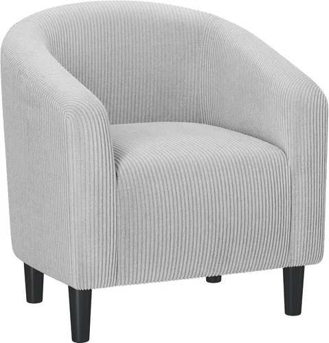 Vista 18 de Yaheetech Silla Accent tipo barril, silla de club de tela de pana, elegante sillón de sherpa peludo con acolchado suave y acogedor, adecuado