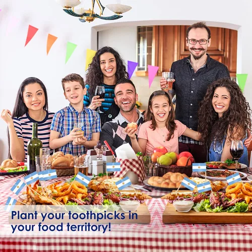 Vista 6 de AhfuLife Palillo de dientes con bandera de Argentina, 100 piezas de palillos de cóctel de Argentina, adornos para cupcakes argentinos
