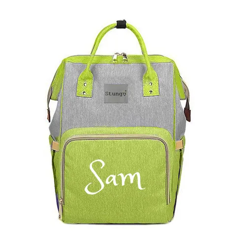 Vista 11 de Bolsa de pañales grande personalizada, bolsa de mano, mochila, monograma personalizado bordado para bebé/bolsa de bebé, (negro/gris)