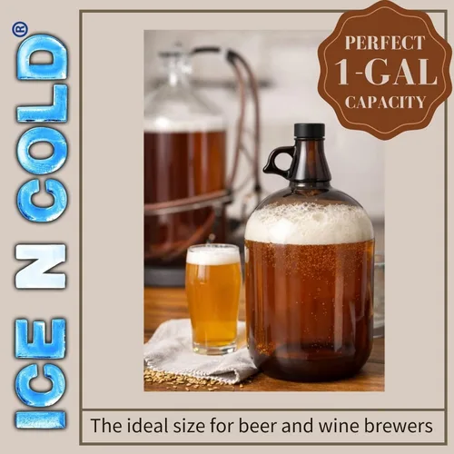 Vista 8 de Jarra de vidrio ámbar de 1 galón (128 onzas) con tapa de 1.496 in Paquete de 6 Envío rápido el mismo día