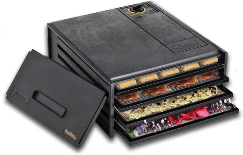 Vista 3 de Excalibur 2400 deshidratador de alimentos con 4 charolas, económico, color negro.