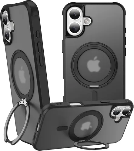 Vista 30 de Anillo giratorio magnético de 360° para iPhone 15 Plus, soporte de metal integrado y soporte de anillo, compatible con Magsafe, protección de grado