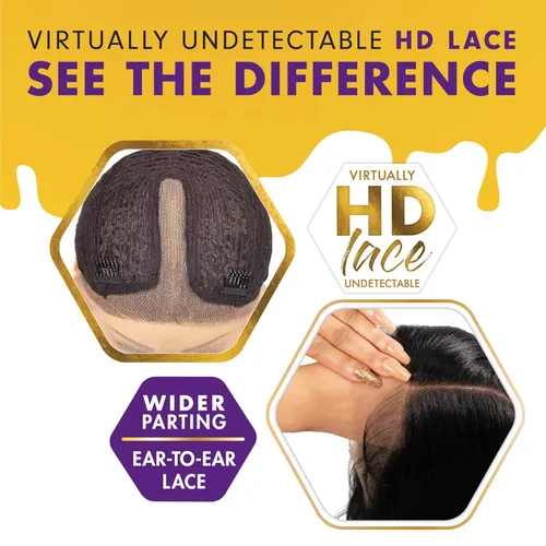 Vista 5 de Sensationnel Butta - Peluca de encaje frontal, línea capilar natural predepilada, atada a mano, encaje transparente HD de 5 pulgadas de profundidad