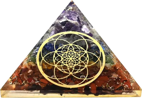Vista 13 de Amazing Gemstone Pirámide de orgón grande Cristal natural de pirámide de chakra Pirámide de orgonita de metatrón de chakras Pirámides