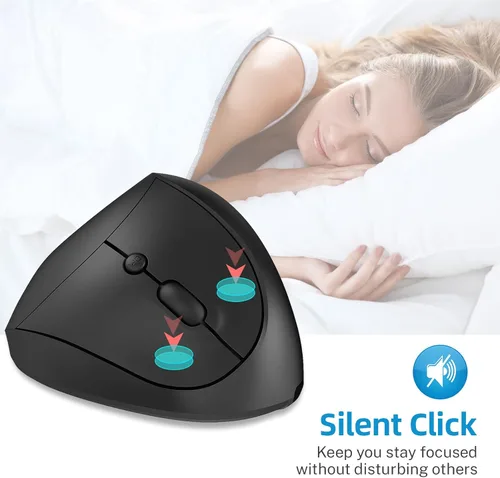 Vista 6 de Ratón ergonómico, pequeño mouse vertical recargable con 6 botones ajustables 800/1200/1600 DPI mouse inalámbrico morado para laptop, escritorio, PC