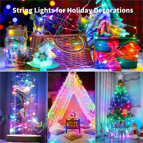 Vista 5 de TingMiao - Juego de luces de hadas multicolores con cadena, luces de hada a pilas, luces de luciérnaga LED, luces de cadena con estrellas, 2.2 m, 20