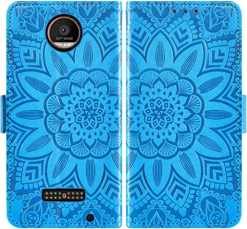 Vista 6 de Asuwish Funda de teléfono para Moto Z Force con protector de pantalla de vidrio templado y cartera de cuero con diseño de flores, soporte