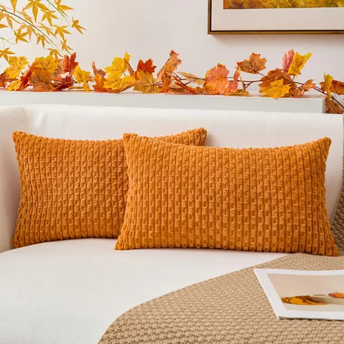 Vista 273 de Kevin Textile - Juego de 2 fundas de almohada decorativas de pana suave, estilo bohemio, a rayas, decoración del hogar para sofá, cama, sofá y sala