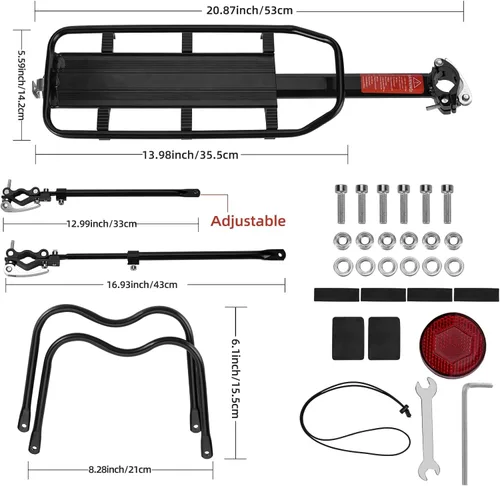 Vista 3 de ROCKBROS Portaequipajes trasero para bicicleta, soporte de carga para bicicleta de liberación rápida, ajustable, para parte trasera de bicicleta