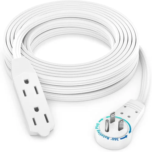 Vista 20 de Maximm Cable de extensión de enchufe plano giratorio de 360° de 2 pies, 16/3 AWG, múltiple, extensión de 3 tomas de corriente, cable de conexión a