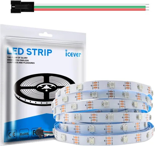 Vista 13 de Tira de luces LED WS2812B de 16.4 pies, 5 V, 150 LED RGB IC 5050SMD direccionables individuales – PCB negro flexible IP30-30LEDs/m MagicRGB Dream