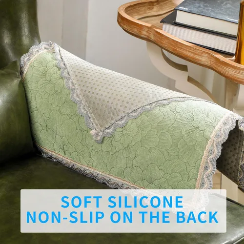 Vista 3 de MINJIATEX Juego de 2 fundas para brazos de sofá, fundas de encaje antideslizante para reposabrazos de sofá, fundas lavables para sala de estar