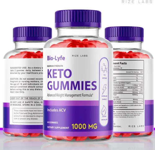 Vista 3 de rize labs - BioLyfe Keto ACV Gummies fórmula avanzada vinagre de sidra de manzana máxima fuerza (60 gomitas)